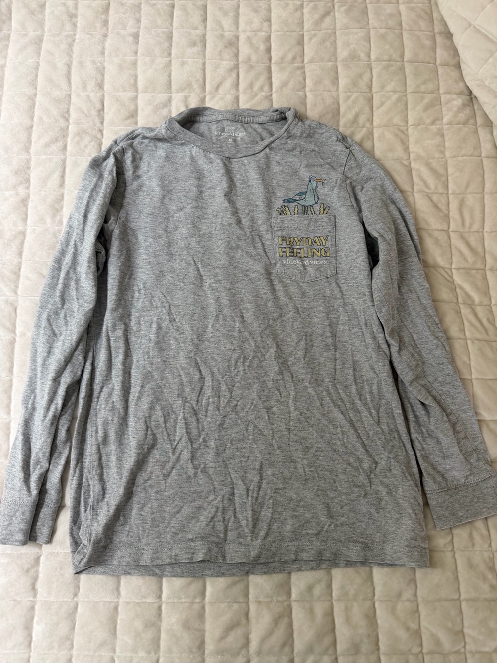 Boys Vineyard Vines Grey Long-Sleeve Graphic Pocket Tee